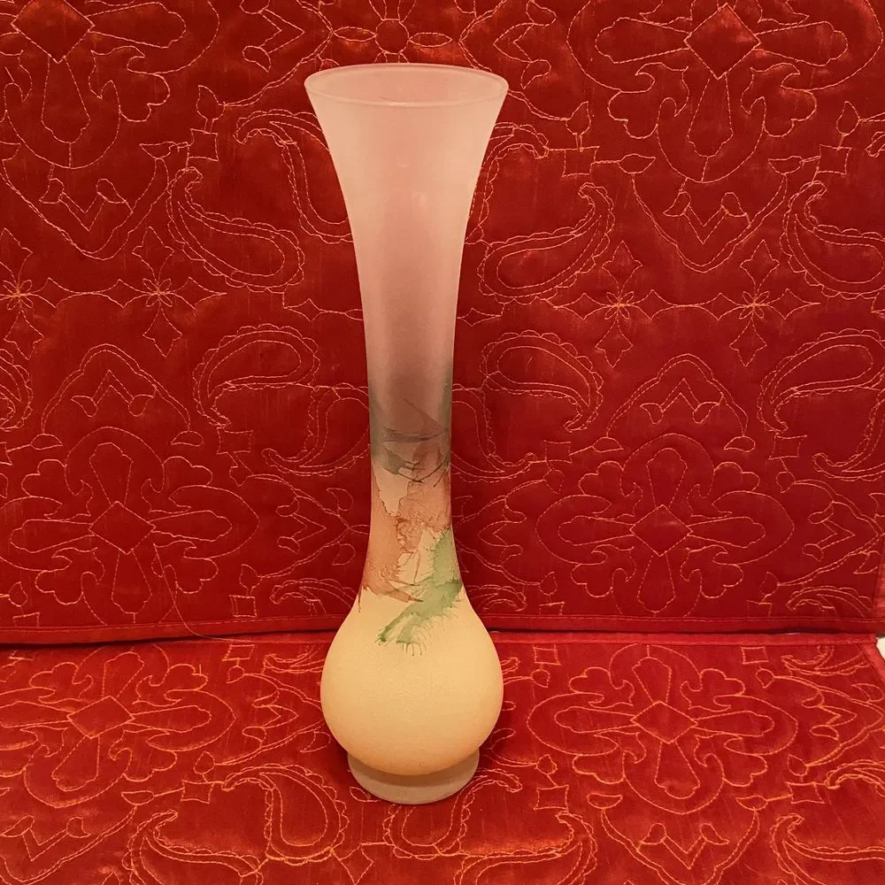 Vintage Ambiente Zwiesel Germany Mouthblown Satin Splatter‎ Colour Glass Vase